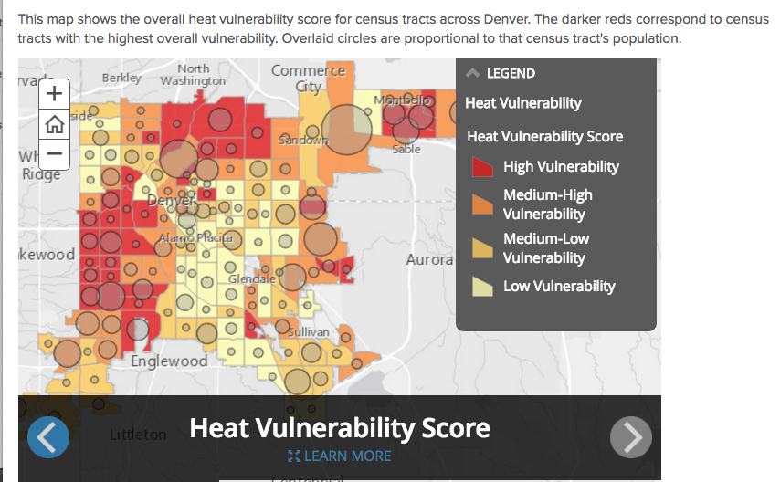 Denver hot spots for climate-related heat vulnerability