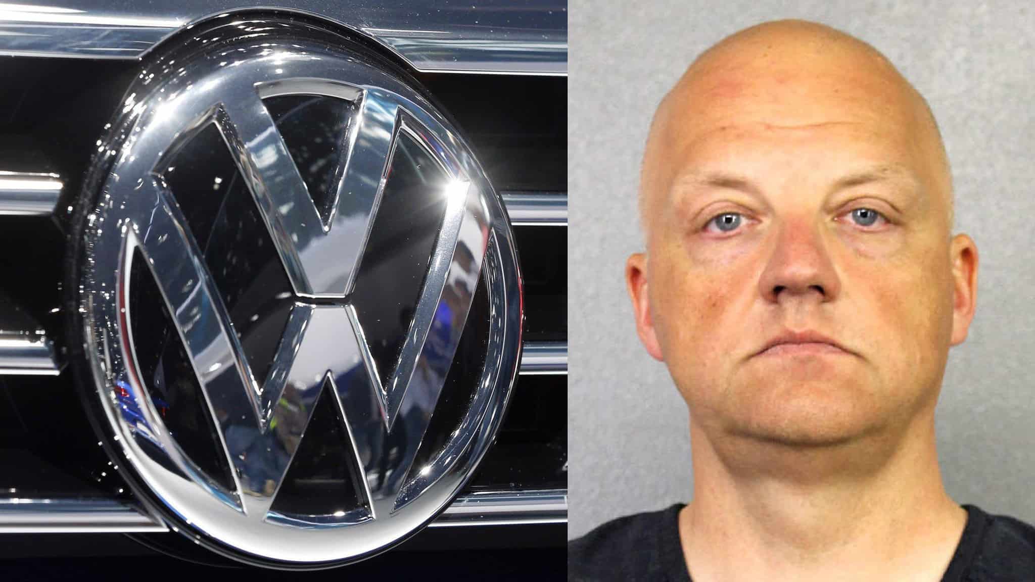 Picture of Oliver Schmidt beside a VW vehicle logo.