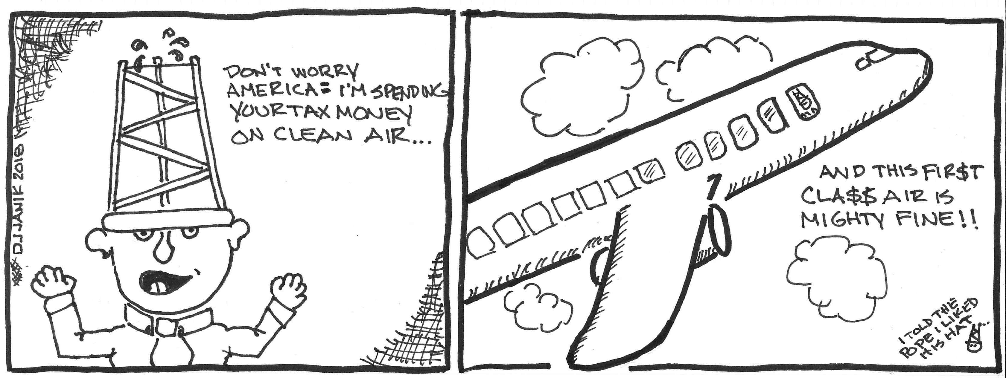 Cartoon with jumbo jet